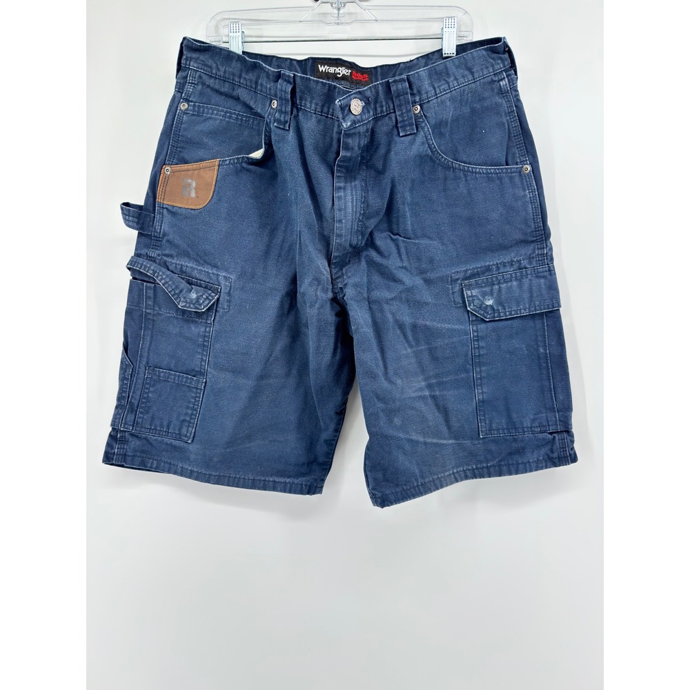 Wrangler Riggs Workwear Mens Navy Blue Cargo Shorts Ripstop 3W360NY Size 36